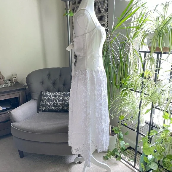 Anthropologie Pilcro Sleeveless Lace Drop Waist Midi Dress Ivory White NWT 8 - Picture 11 of 16